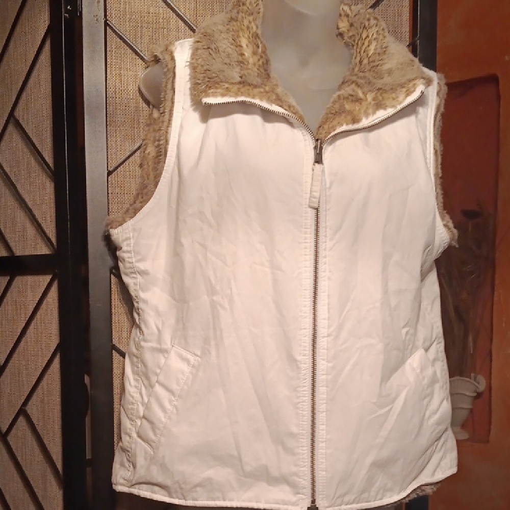 Gap White Faux Fur Lined Vest